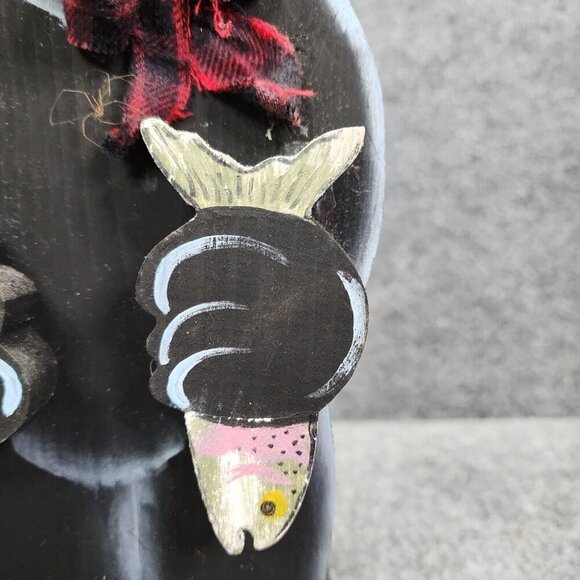 Handmade Paper Towel Holder Wood‎ Bear Holding Trout Fisherman Cabin Country - Picture 2 of 12